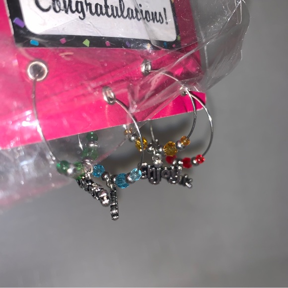 Celebration Wine Glass Charm Set of 4 Cheers Enjoy Celebrate Entertaining Gift - Picture 3 of 6